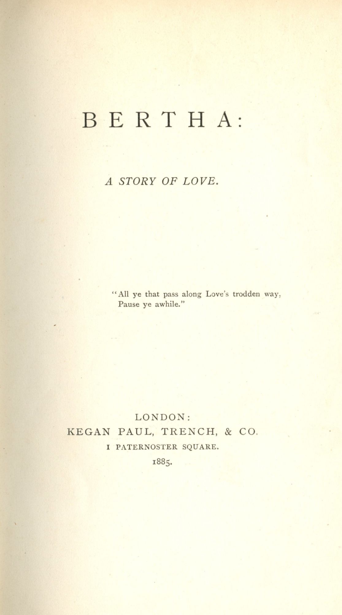 Bertha: A Story of Love