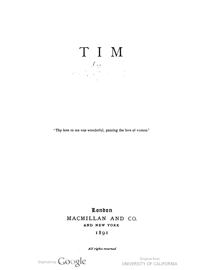 Tim: A Story of School Life